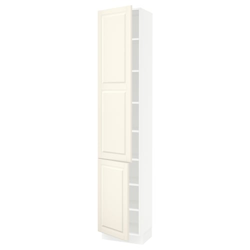 SEKTION off-white kitchen cabinet with bevelled doors and adjustable shelves.