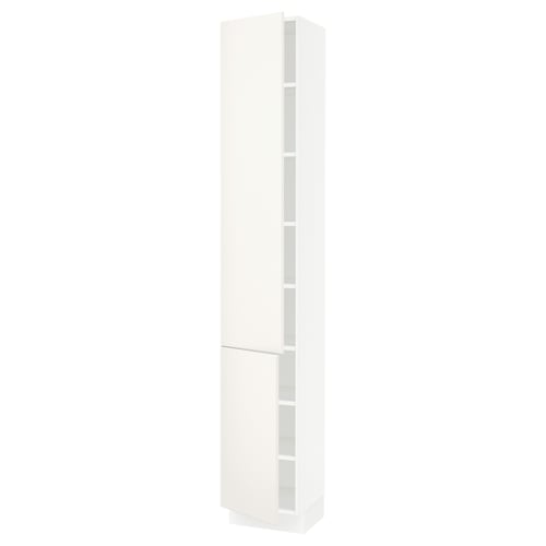 SEKTION white kitchen cabinet, sleek, modern, adjustable shelves, soft-close doors.