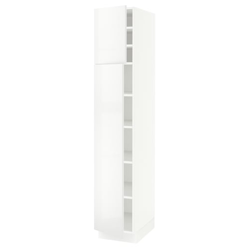 White modern cabinet with two adjustable shelves, sleek design.