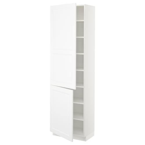 White SEKTION kitchen cabinet with two adjustable shelves.