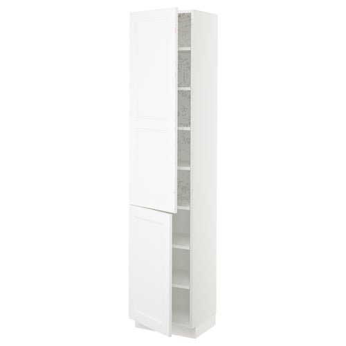 White SEKTION kitchen cabinet with adjustable shelves, modern design.