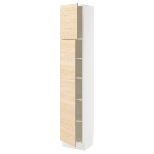SEKTION kitchen cabinet with light ash doors and white frame.
