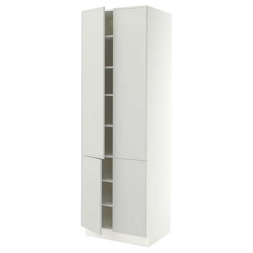 SEKTION High cabinet with shelves/4 doors, white/Aspudden light grey, 76x61x229 cm