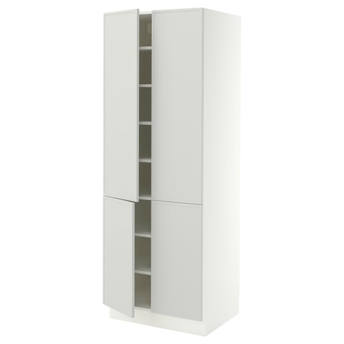 SEKTION High cabinet with shelves/4 doors, white/Aspudden light grey, 76x61x203 cm