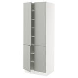 SEKTION High cabinet with shelves/4 doors, white/Havstorp light grey, 76x61x203 cm
