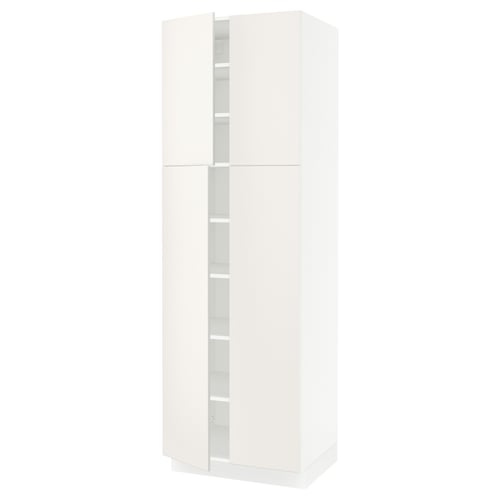 SEKTION white kitchen cabinet, sleek modern design, adjustable shelves, steel damper hinges.