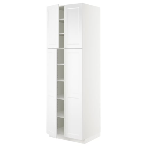 A white SEKTION kitchen cabinet with four doors, offering ample storage space. The cabinet has a sleek, modern design.