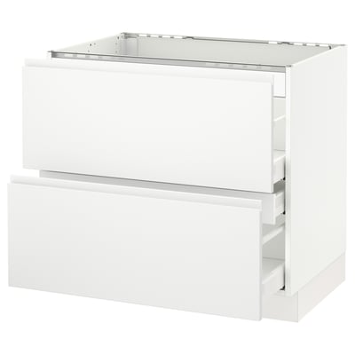 SEKTION kitchen cabinet in white with minimalist design, two drawers, and sleek handles.
