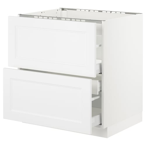 White SEKTION kitchen unit, square with 2 drawers, sturdy fiberboard, sleek modern design.