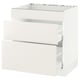 White SEKTION kitchen cabinet with maximera drawer, smooth lines, particleboard.