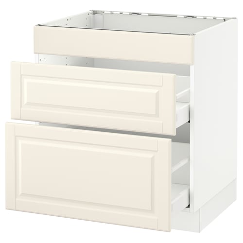 This image shows an off-white SEKTION kitchen cabinet with two drawers. The cabinet is rectangular with smooth drawer fronts and bevelled edges.