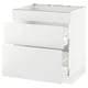 White kitchen cabinet with smooth drawers, modern, glossy finish.