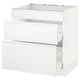 A white SEKTION kitchen cabinet with drawers. Its modern, with clean lines and minimalist design.