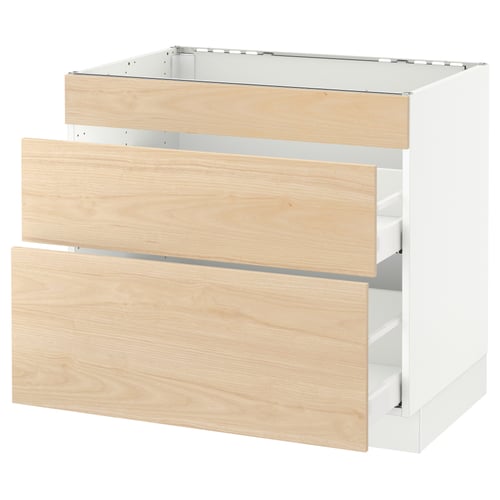 SEKTION kitchen cabinet in light ash wood design with two drawers.