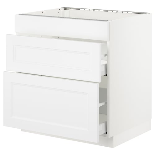 White SEKTION kitchen cabinet, modern design, medium size with 3 drawers, sleek and clean look.