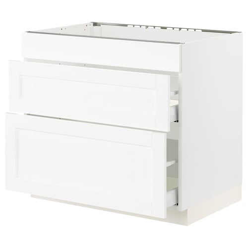 Ikea SEKTION white kitchen cabinet with drawers, modern design.