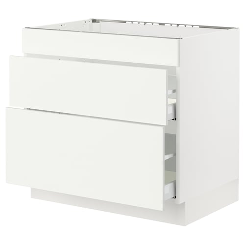 White SEKTION kitchen cabinet with smooth drawers.