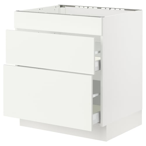 White SEKTION kitchen unit with three drawers.