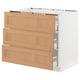 SEKTION / MAXIMERA Base cab f hob/3 fronts/3 drawers, white/Vedhamn oak, 91x61x76 cm