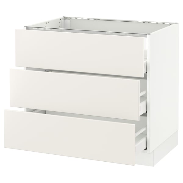 White SEKTION kitchen cabinet with smooth drawers.