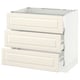 Off-white SEKTION kitchen cabinet with three drawers, particleboard.