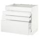 A white SEKTION kitchen cabinet with three drawers and a tempered glass top. The compact, rectangular design is sleek and modern.