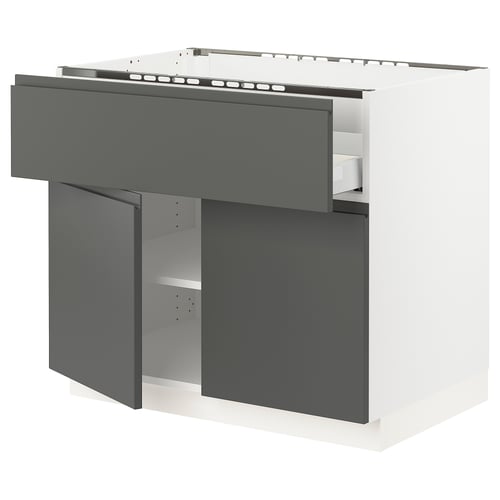 Modern kitchen unit: SEKTION, grey & white, rectangular, sleek design with integrated handles, and sturdy frame.
