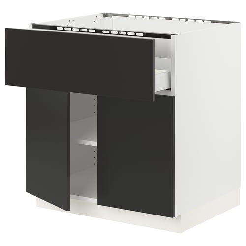 Modern black and white kitchen cabinet, rectangular, with minimalist design, 25-year guarantee.