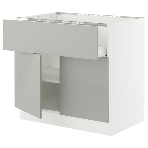 SEKTION kitchen unit, light grey, rectangular, modern clean design, recessed drawer.