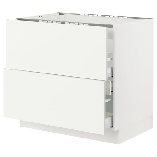 White SEKTION kitchen cabinet with smooth drawers.