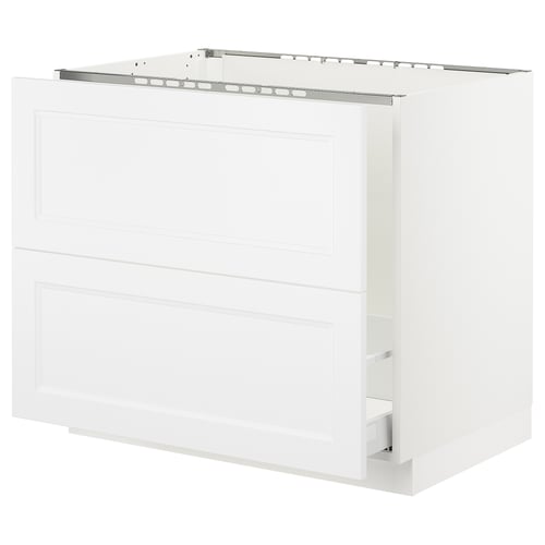 White SEKTION ikea kitchen cabinet with clean lines and smooth drawer.