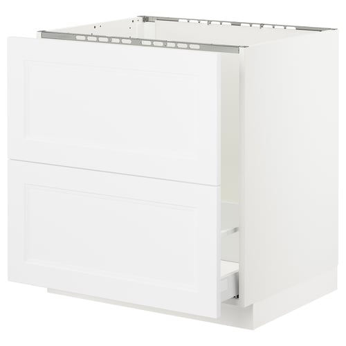 SEKTION white kitchen unit, boxy shape, high gloss, sleek handle-less design.