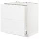 SEKTION white kitchen unit, boxy shape, high gloss, sleek handle-less design.