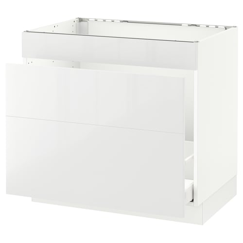 White SEKTION kitchen cabinet with high gloss modern design.