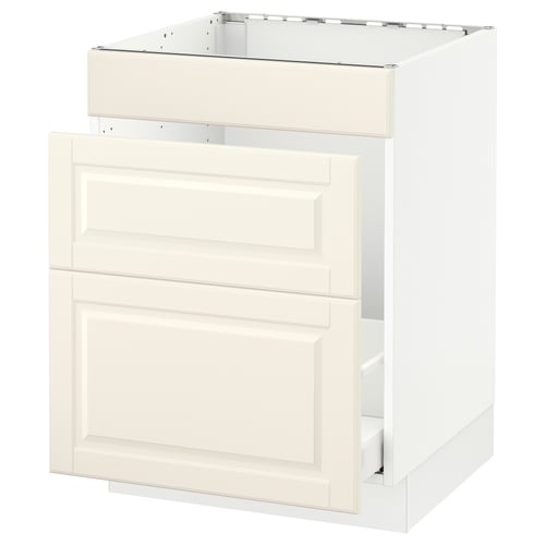 SEKTION kitchen cabinet in off-white with bevelled drawers.