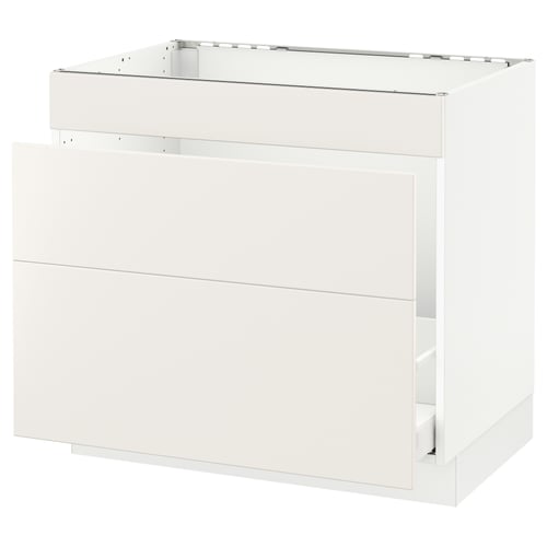White modern kitchen cabinet, sleek design, smooth surfaces, SEKTION model.