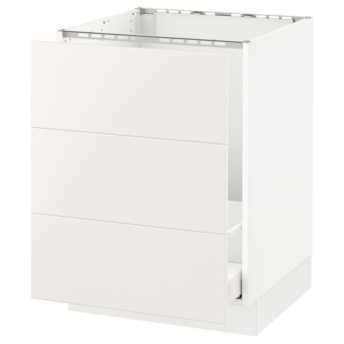 SEKTION white kitchen base cabinet with smooth drawer.