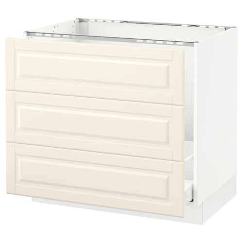 SEKTION off-white kitchen cabinet, bevelled drawer fronts, rectangular shape.