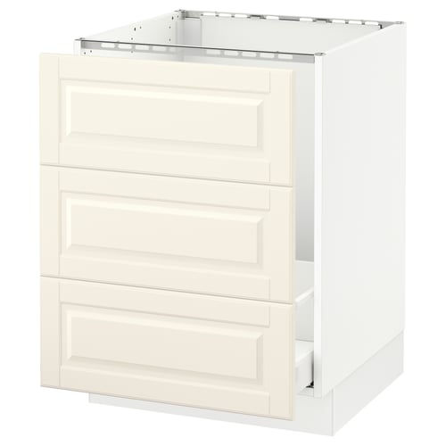 SEKTION off-white kitchen cabinet with bevelled drawer fronts and full-extension drawer system.