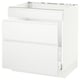 White kitchen cabinet with drawers. Modern, minimalist design. Made from particleboard and fibreboard. 3 drawers, smooth close drawers.
