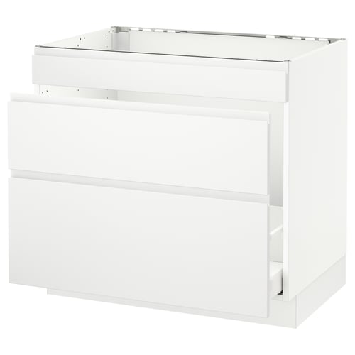 SEKTION white kitchen cabinet, sleek modern design with 2 drawers and 1 door, high gloss finish.