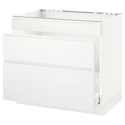SEKTION white kitchen cabinet, sleek modern design with 2 drawers and 1 door, high gloss finish.