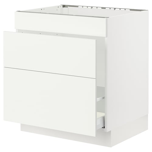 SEKTION white kitchen cabinet, modern design, glossy finish, square shape, with drawers.