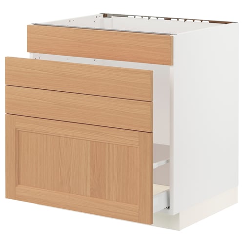 Ikea SEKTION kitchen unit with oak drawers.