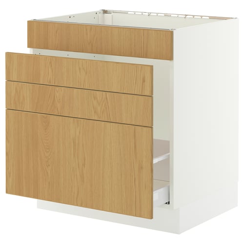SEKTION cabinet, light wood, white. Three drawers, square, modern design.