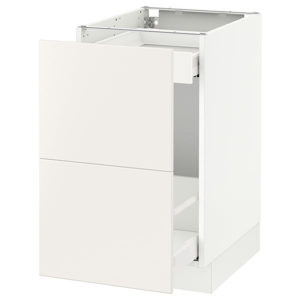 Ikea SEKTION white kitchen cabinet with drawers.