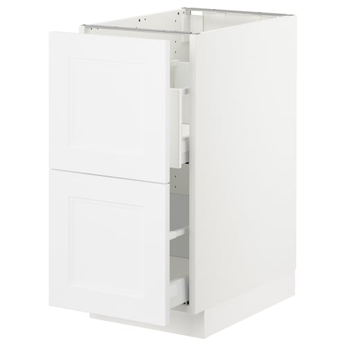 White SEKTION kitchen cabinet with smooth-running drawers.