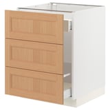 SEKTION / MAXIMERA Base cab f waste sorting/3 fronts, white/Vedhamn oak, 61x61x76 cm