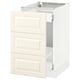 Off-white SEKTION cabinet with bevelled edges & 3 drawers. Modern classic design for traditional kitchens.