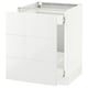 A white SEKTION kitchen cabinet from IKEA, featuring high-gloss, modern design, and full-extension drawers.